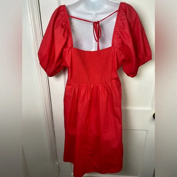 Draper James NWT Hibiscus Pink Puff Short Sleeve Square Neck Women Mini Dress - Picture 7 of 10